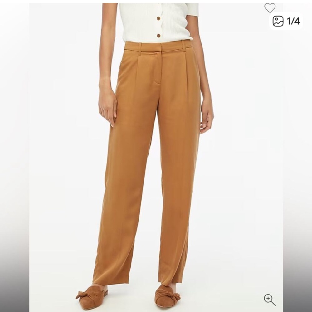 J Crew Pleated Twill Wide Leg Trousers Womens 10